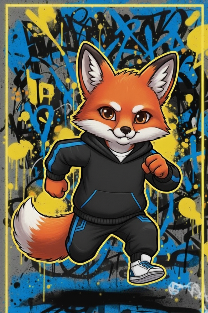 Urban Fox – Graffiti Runner | Diamond Painting 30×40 cm