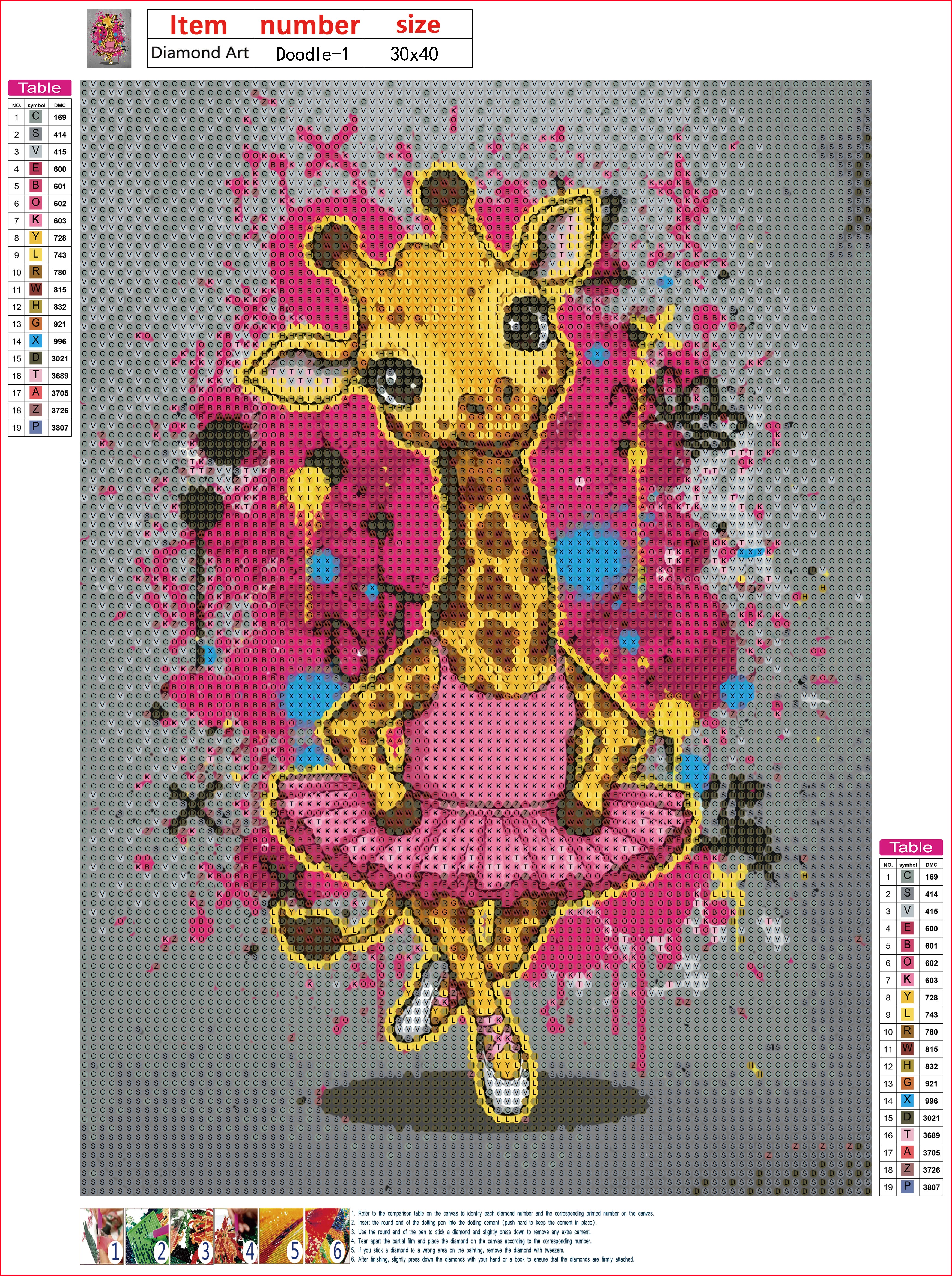 Urban Giraffe – Pink Star | Diamond Painting 30×40 cm