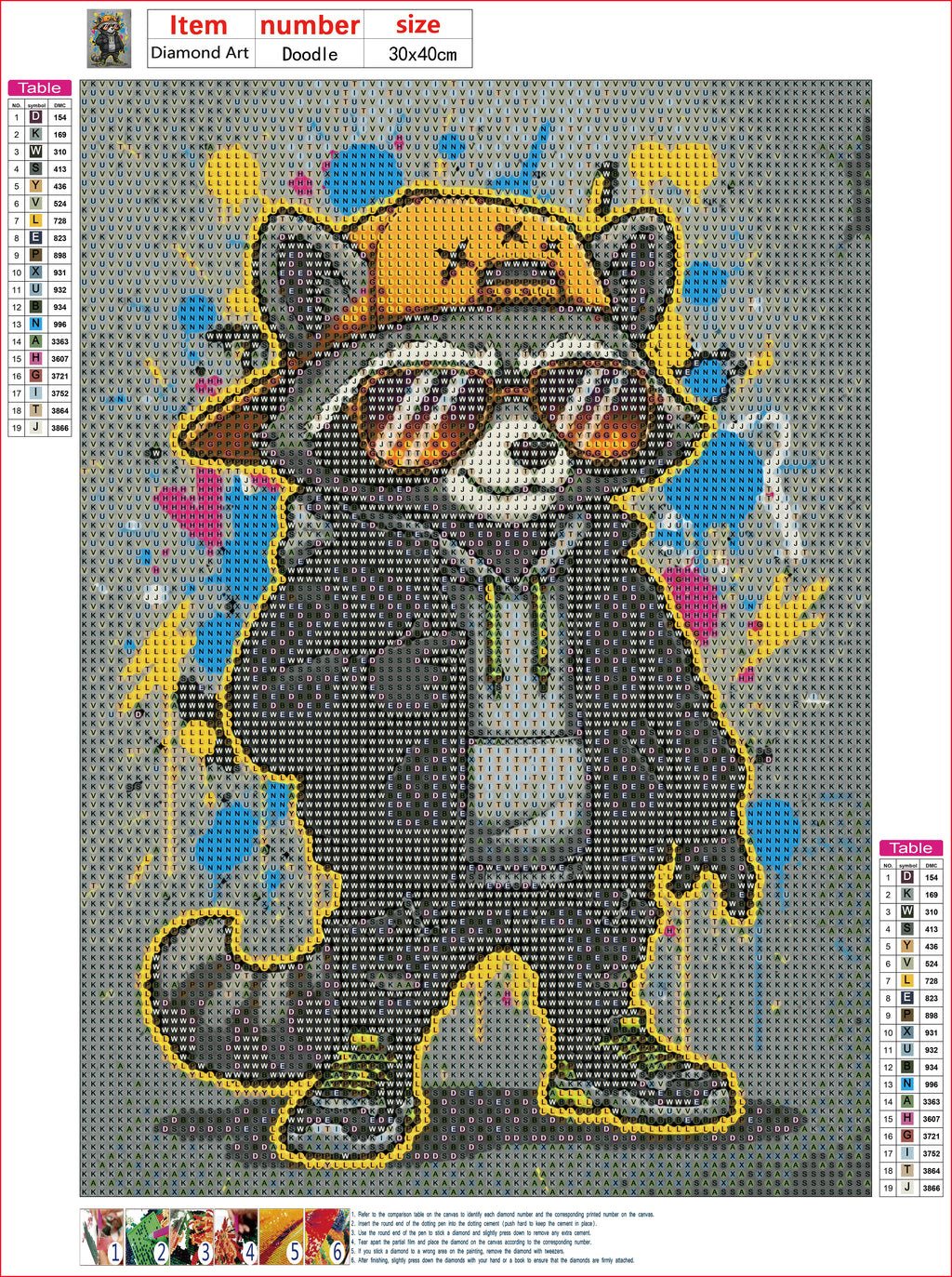 Urban Raccoon – Street Cool | Diamond Painting 30×40 cm